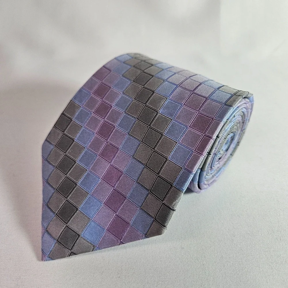 Calvin Klein 100% Silk Tie Geometric Purple 3.5